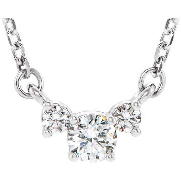 (NEW) BELLA COUTURE JULIANNA Scrolling 1/3 CT 3 Diamond 14K White Gold Pendant Chain Necklace 18"