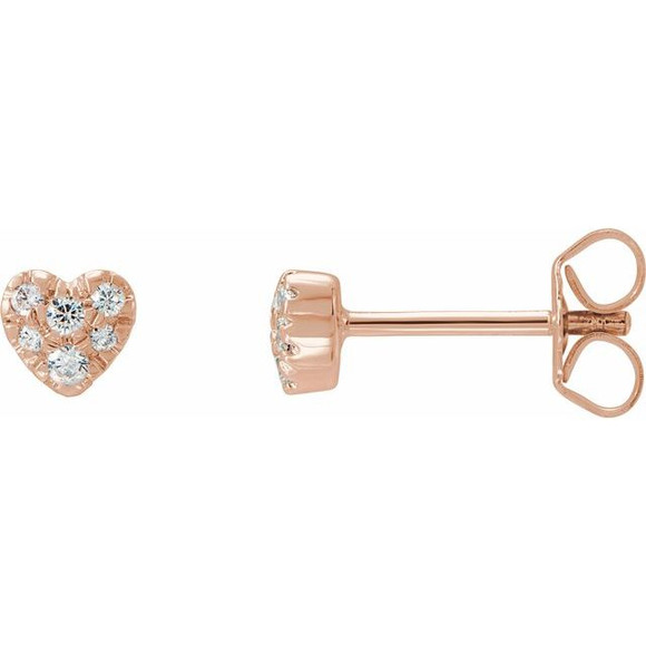 (NEW) BELLA COUTURE® HONOR PETITE DIAMOND CLUSTER 14K ROSE GOLD EARRINGS (1/8 CT. TW.)