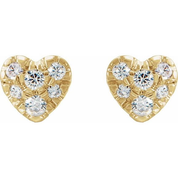 (NEW) BELLA COUTURE® HONOR PETITE DIAMOND CLUSTER 14K YELLOW GOLD EARRINGS (1/8 CT. TW.)