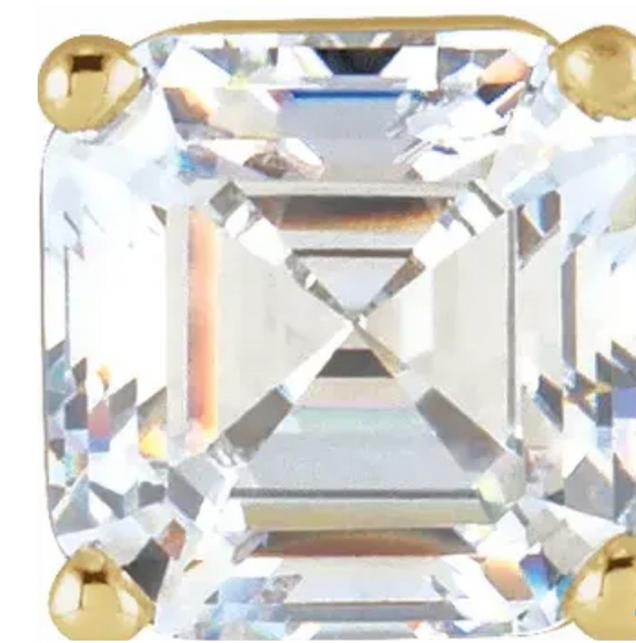(NEW) BELLA COUTURE® VALE VS1 ASSCHER CUT DIAMOND 14K WHITE GOLD 4-PRONG STUD POST EARRINGS (1/3 CT. TW.)