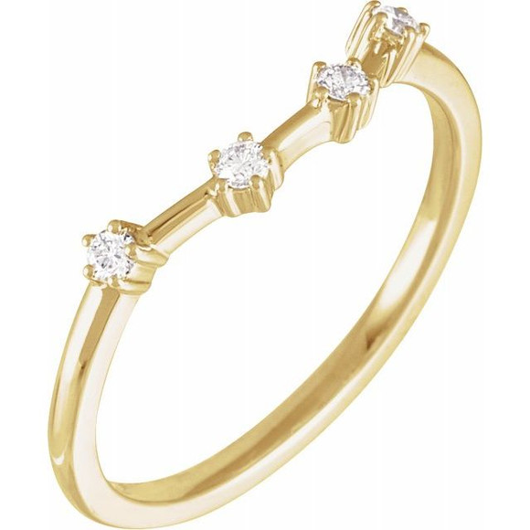 (NEW) BELLA COUTURE COSMIC DIAMONDS Aquarius Constellation Diamond 14K Yellow Gold Stackable Ring Band (.10CT. TW.)