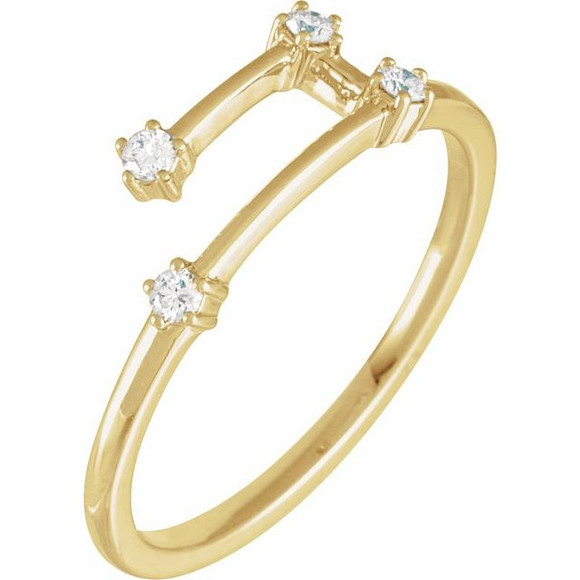 (NEW) BELLA COUTURE COSMIC DIAMONDS Aries Constellation Diamond 14K Yellow Gold Stackable Ring Band (.10CT. TW.)