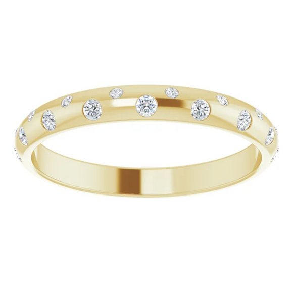 (NEW) BELLA COUTURE GYPSY ROMANCE By Jane Bordeaux® Diamond 14K Yellow Gold Stackable Ring Anniversary Band (1/6 CT. TW.)