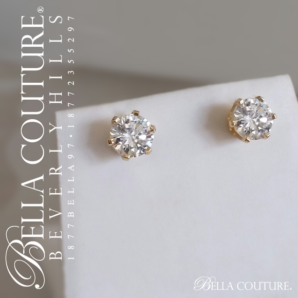 SOLD! - (VINTAGE) Rare Gorgeous 3 CT. TW. 14K Yellow Gold Exquisite Diamondia Screw Back Post Earrings