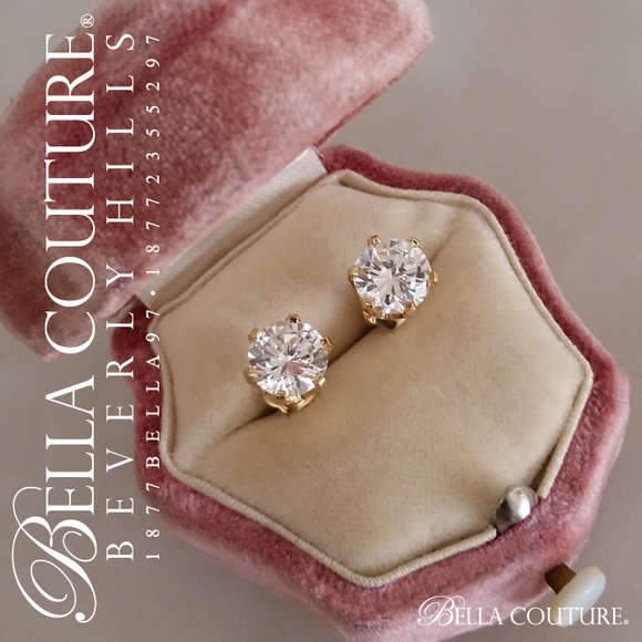 SOLD! - (VINTAGE) Rare Gorgeous 3 CT. TW. 14K Yellow Gold Exquisite Diamondia Screw Back Post Earrings