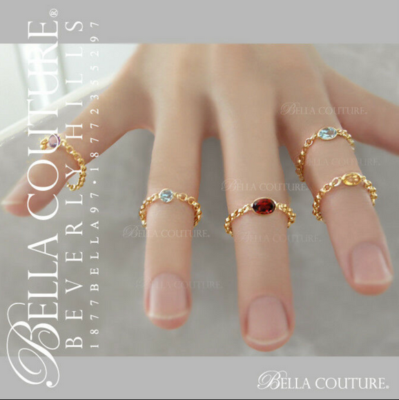 (NEW) BELLA COUTURE ® ROMANTICA OVAL CITRINE 14K YELLOW GOLD GEMSTONE CHAIN RING