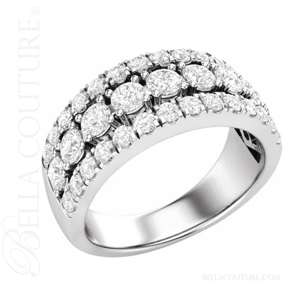 (NEW) BELLA COUTURE® BRISTOL Diamond Eternity 14K White Gold Ring Band (1.5 CT. TW.)