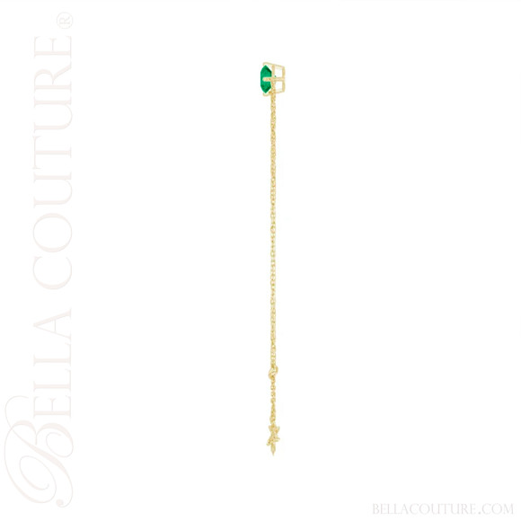 (NEW) BELLA COUTURE® VERDANT 5MM Emerald 14K Yellow Gold Link Chain Bracelet (6.5, 7, 7.5" inch)