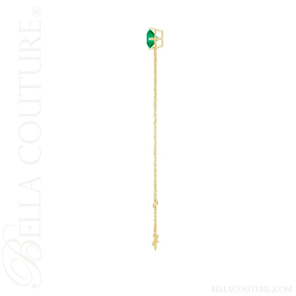 (NEW) BELLA COUTURE® VERDANT 6MM Emerald 14K Yellow Gold Link Chain Bracelet (6.5, 7, 7.5" inch)