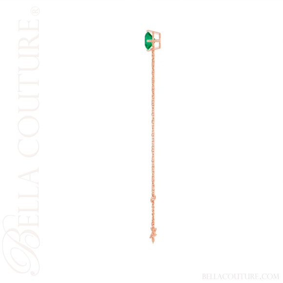 (NEW) BELLA COUTURE® VERDANT 6MM Emerald 14K Rose Gold Link Chain Bracelet (6.5, 7, 7.5" inch)