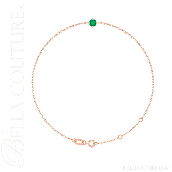 (NEW) BELLA COUTURE® VERDANT 4MM Emerald 14K Rose Gold Link Chain Bracelet (6.5, 7, 7.5" inch)