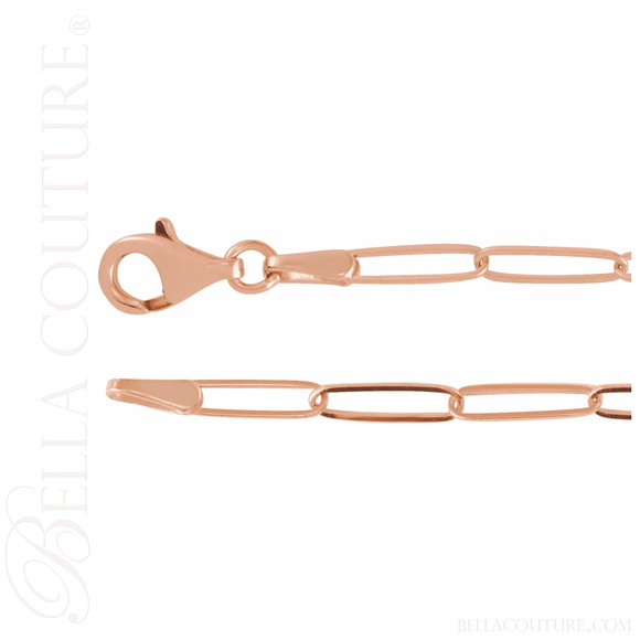 (NEW) BELLA COUTURE® BARBIE COUTURE Heart 14K Rose Gold Diamond Link Chain Bracelet (7" inch)