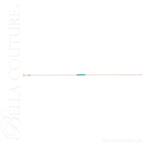 (NEW) BELLA COUTURE® JANE Pavé Sleeping Beauty Turquoise 14K Rose Gold Chain Bracelet (6.5", 7", 7.5" inch)