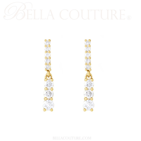 (NEW) BELLA COUTURE® PETRA DIAMOND 14K YELLOW GOLD DANGLE DROP POST EARRINGS (1/3 CT. TW.)