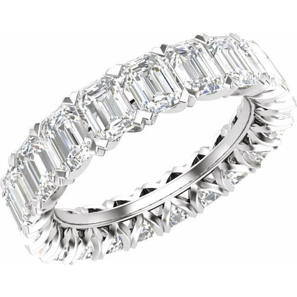 (NEW) ANISTON 5 1/2 CTW Diamond Emerald Cut Eternity 14K White Gold Ring Band (Price Upon Request)