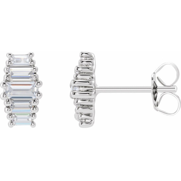 ZARAA 14K Rose Gold 1/2 CT Diamond Stud Earrings By BELLA COUTURE ® - BAGUETTE COLLECTION