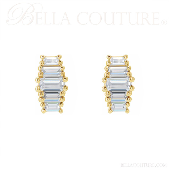 ZARAA 14K Rose Gold 1/2 CT Diamond Stud Earrings By BELLA COUTURE ® - BAGUETTE COLLECTION