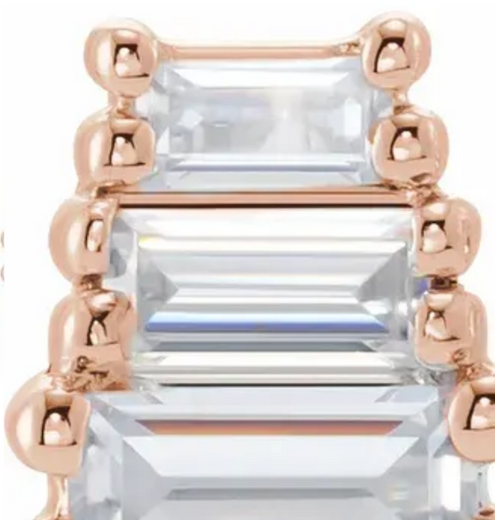 ZARAA 14K Rose Gold 1/2 CT Diamond Stud Earrings By BELLA COUTURE ® - BAGUETTE COLLECTION