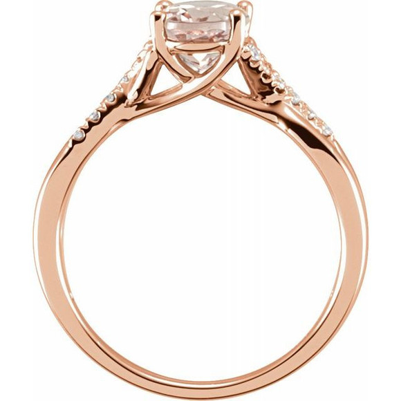 (NEW) BELLA COUTURE KALSIE Gorgeous Pink Morganite Pave' Diamond 14K White Gold Ring (.10 CT. TW.)