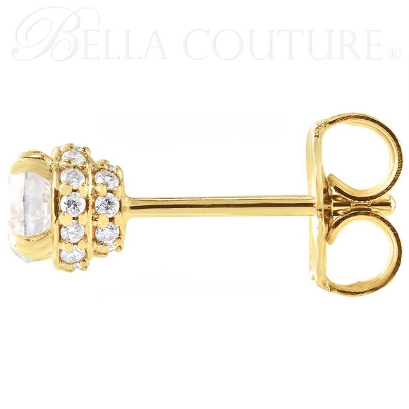(NEW) BELLA COUTURE® GRACE HALO 3/4 CTW DIAMOND 14K YELLOW GOLD POST EARRINGS (4MM)