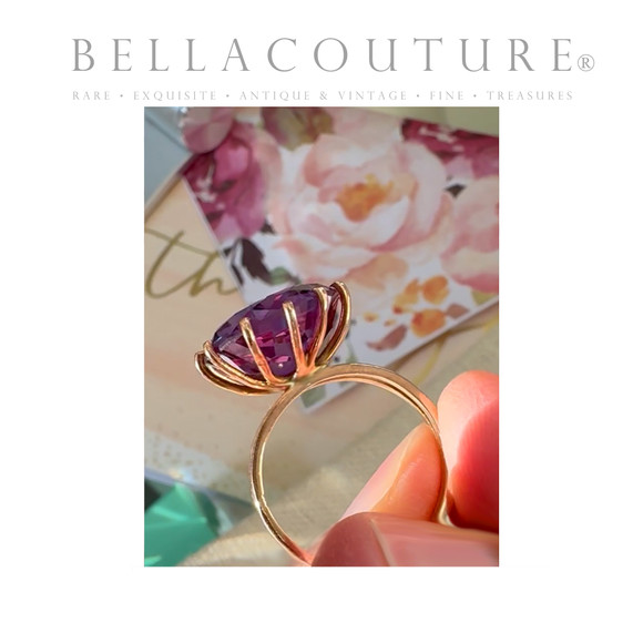 SOLD! - (ANTIQUE) RARE GORGEOUS ESTATE 14K ROSE SOLID GOLD ALEXANDRITE GEMSTONE COLOR CHANGE VINTAGE RING (SIZE 7 1/4 EU O)