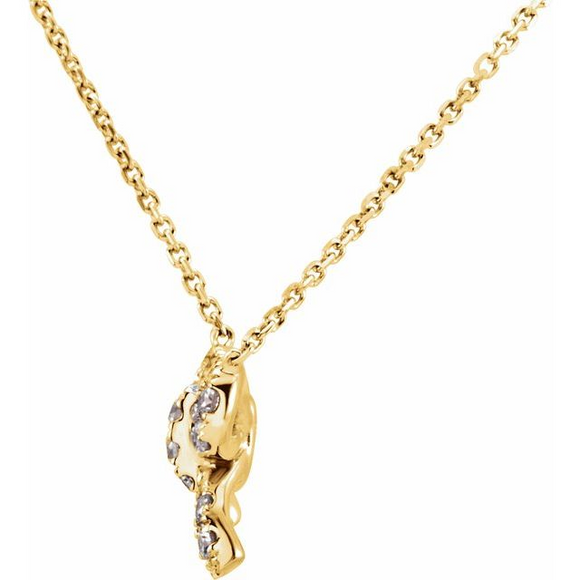 (NEW) BELLA COUTURE LE PETITE BOW Gorgeous Fine (23) Diamond 14K Yellow Gold Necklace (1/6 ct. tw.)(18" in Length)