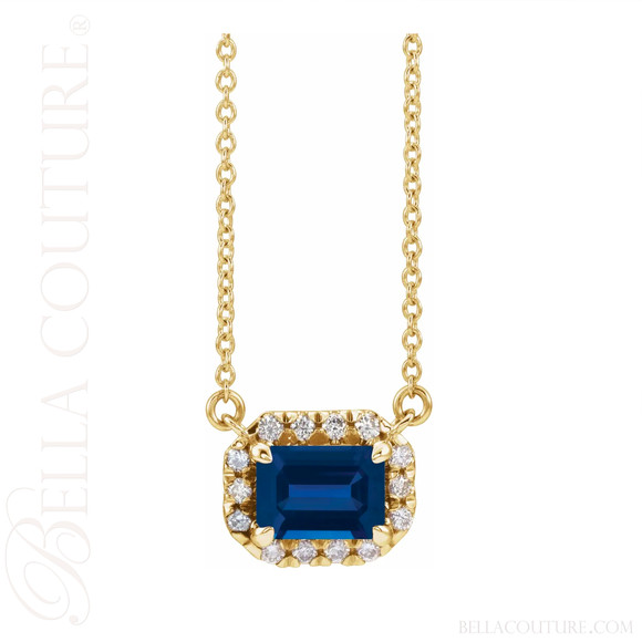 (NEW) BELLA COUTURE® ISABELLA NATURAL DIAMOND BLUE SAPPHIRE 14K YELLOW GOLD POST EARRINGS (6.5MM x 4MM)