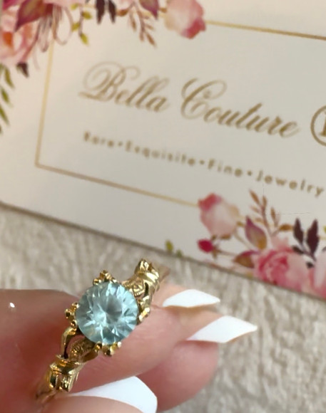 SALE PENDING - (ANTIQUE) Rare Gorgeous Petite Bow Bows & Ribbon Aquamarine Paste Victorian 14K 14CT 585 Yellow Gold Ring Band c. 1800's