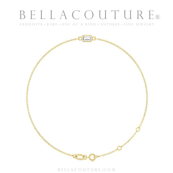(NEW) BELLA COUTURE® EDEN EMERALD CUT NATURAL DIAMOND 1/3 CT 14K YELLOW GOLD BRACELET (7.5" - 7" - 6.5" Adjustable)