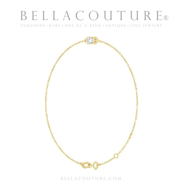 (NEW) BELLA COUTURE® EDEN EMERALD CUT NATURAL DIAMOND 1/3 CT 14K YELLOW GOLD BRACELET (7.5" - 7" - 6.5" Adjustable)