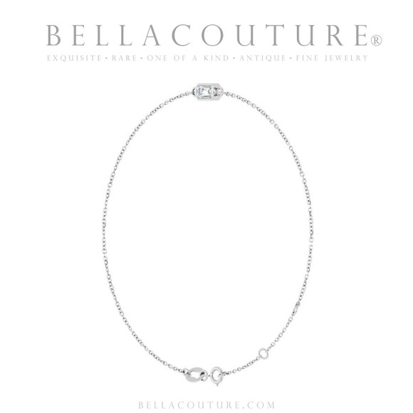 (NEW) BELLA COUTURE® EDEN EMERALD CUT NATURAL DIAMOND 1/3 CT PLATINUM BRACELET (7.5" - 7" - 6.5" Adjustable)