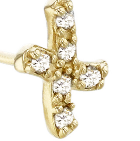 (NEW) BELLA COUTURE ® PALTROW Petite & Dainty Initial Letter (x) Diamond 14K Yellow Gold Lowercase Italic Cursive Large Alphabet Stud Earring (1PC) (6MM)