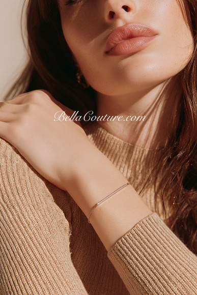 (NEW) BELLA COUTURE® BRIANNA NATURAL PINK SAPPHIRE 1/3 CT 14K ROSE GOLD BRACELET (8" / 7.5" / 7" Adjustable)
