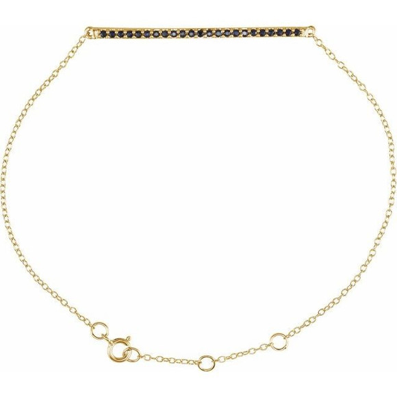 (NEW) BELLA COUTURE® BRIANNA NATURAL BLUE SAPPHIRE 1/3 CT 14K YELLOW GOLD BRACELET (8" / 7.5" / 7" Adjustable)