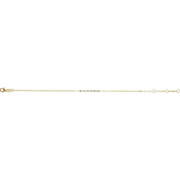 (NEW) BELLA COUTURE® ARIANNA BAGUETTE DIAMOND BAR 1/3 CT 14K YELLOW GOLD BRACELET (7.5" / 7" / 6.5" Adjustable)