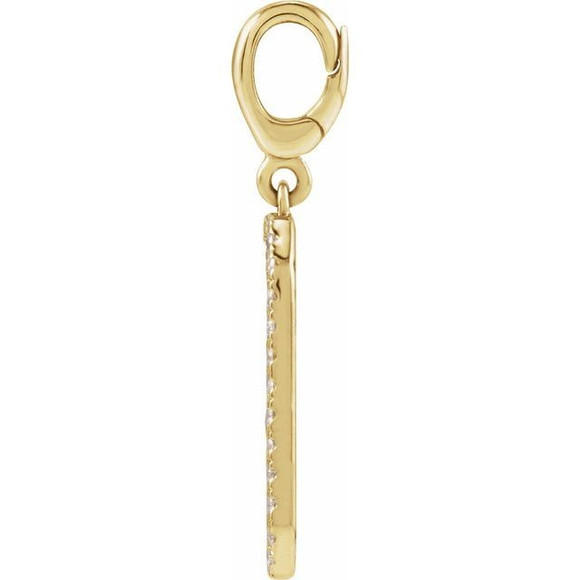 (NEW) BELLA COUTURE® CHARLIZE 14K Yellow Gold Engravable 1/6 CTW Natural Diamond Rectangle Tag Charm Pendant (Personalize & Engravable)