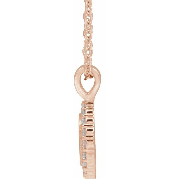 (NEW) BELLA COUTURE® CHARLIZE 14K Rose Gold 1/6 CTW Natural Diamond Round Tag Charm Pendant (18"-16" Adjustable) (Personalize & Engravable)