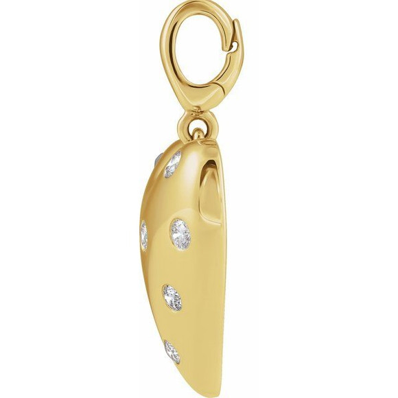 (NEW) BELLA COUTURE® ELLIZABETT 14K Yellow Gold 1/6 CTW Natural Diamond Puffy Heart Charm Pendant