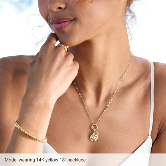 (NEW) BELLA COUTURE® COVENTRY 14K YELLOW GOLD OVAL CHAIN CHARM & PENDANT HOLDER BRACELET (7" / 6.5" Adjustable)
