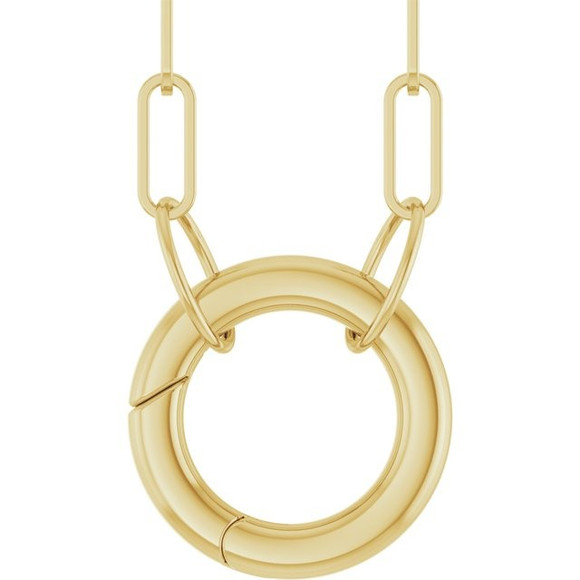 (NEW) BELLA COUTURE® COVENTRY 14K YELLOW GOLD OVAL CHAIN CHARM & PENDANT HOLDER BRACELET (7" / 6.5" Adjustable)