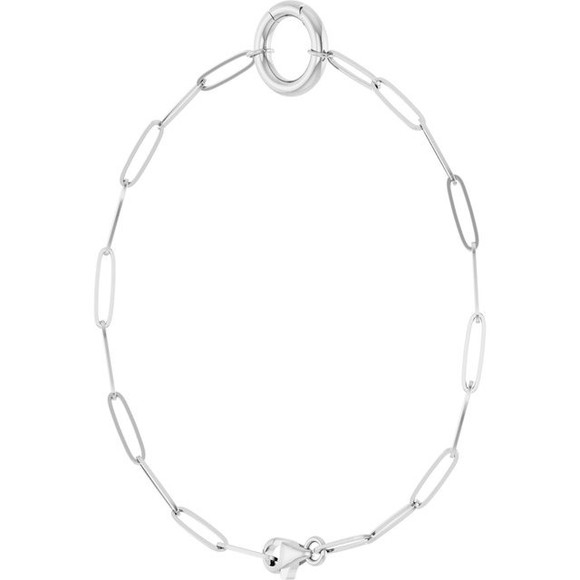 (NEW) BELLA COUTURE® COVENTRY 14K WHITE GOLD OVAL CHAIN CHARM & PENDANT HOLDER BRACELET (7" / 6.5" Adjustable)