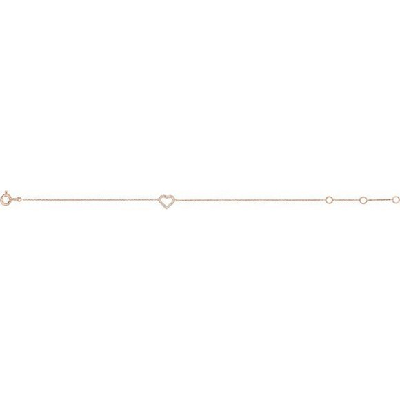 (NEW) BELLA COUTURE® DEMURE DIAMOND HEART 14K ROSE GOLD BRACELET (7"/ 6.5" / 6" Adjustable)
