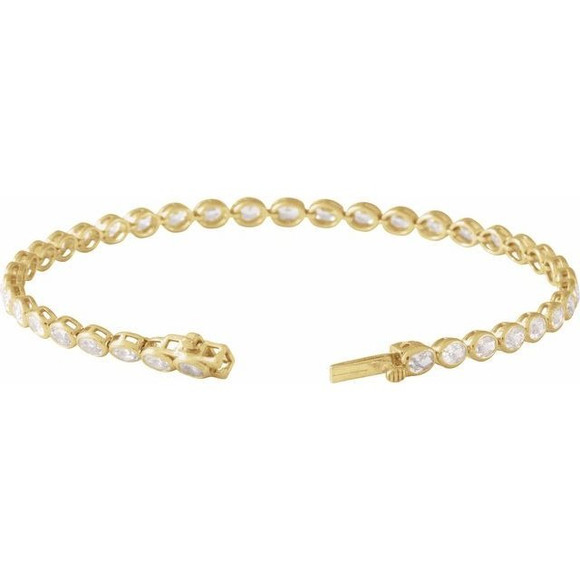 (NEW) BELLA COUTURE® ASHLEY 5CT DIAMOND OVAL 14K YELLOW GOLD LINE TENNIS BRACELET (7")