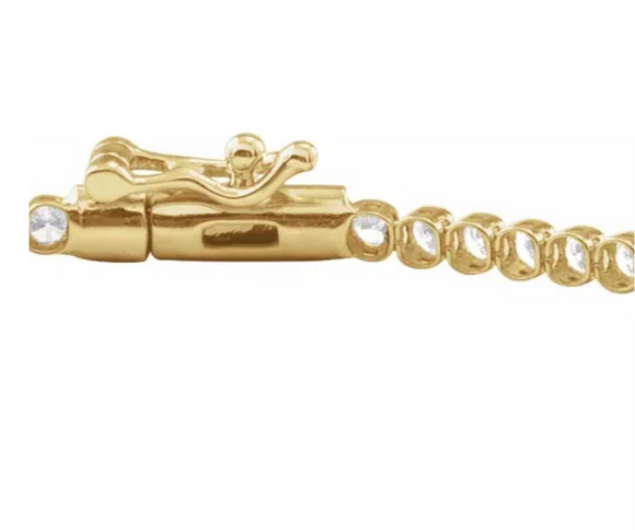 (NEW) BELLA COUTURE® PORTIA 2CT DIAMOND ROUND 14K YELLOW GOLD LINE TENNIS BRACELET (7")