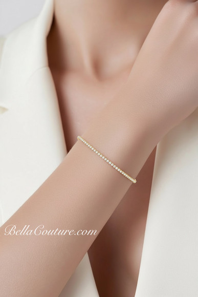 (NEW) BELLA COUTURE® PORTIA 2CT DIAMOND ROUND 14K WHITE GOLD LINE TENNIS BRACELET (7")