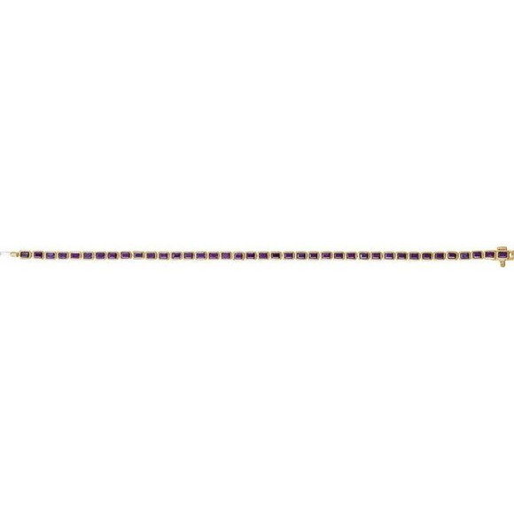 (NEW) BELLA COUTURE® ASHLEY 5CT AMETHYST BAGUETTE 14K YELLOW GOLD LINE TENNIS BRACELET (7")