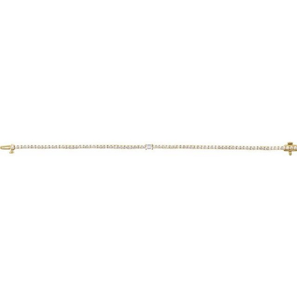 (NEW) BELLA COUTURE® LeDIOR NOIR 3.25CT BAGUETTE DIAMOND 14K YELLOW GOLD LINE TENNIS LINK CHAIN BRACELET (7")