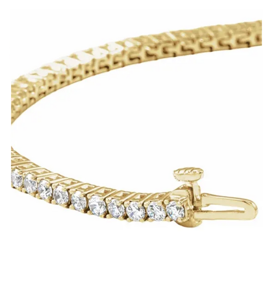 (NEW) BELLA COUTURE® LeDIOR NOIR 3.25CT BAGUETTE DIAMOND 14K YELLOW GOLD LINE TENNIS LINK CHAIN BRACELET (7")