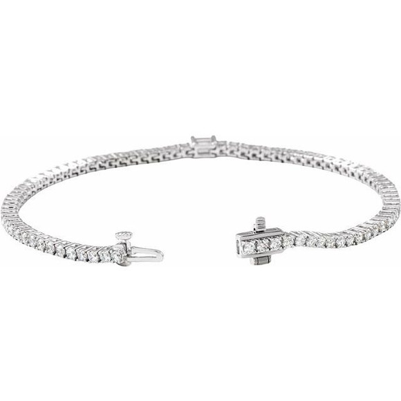 (NEW) BELLA COUTURE® LeDIOR NOIR 3.25CT BAGUETTE DIAMOND 14K WHITE GOLD LINE TENNIS LINK CHAIN BRACELET (7")