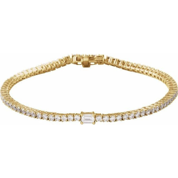 (NEW) BELLA COUTURE® LeDIOR NOIR 3.25CT BAGUETTE DIAMOND 14K WHITE GOLD LINE TENNIS LINK CHAIN BRACELET (7")